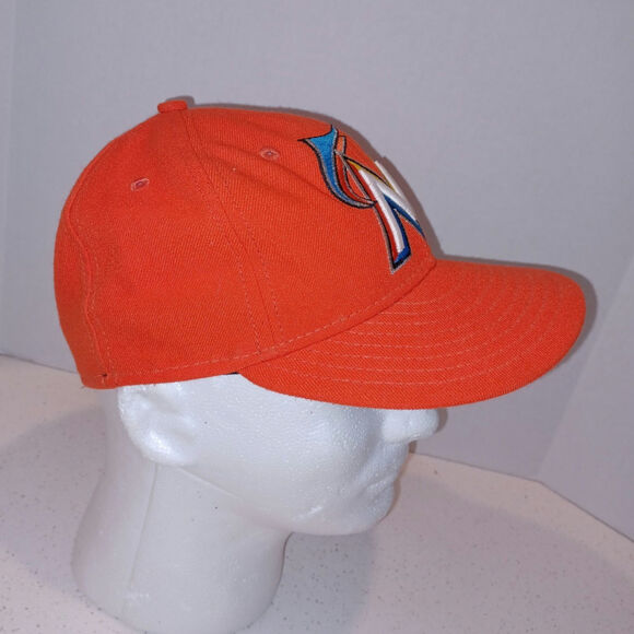 Miami Florida Marlins Hat MLB New Era 59Fifty 7 Fitted Orange Baseball Cap - Picture 3 of 7